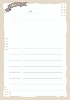 旅のしおり（２DAY) 旅,しおり,パステル,かわいい,シンプル,スケジュール,時間,タイム,天気,ラインのイラスト素材