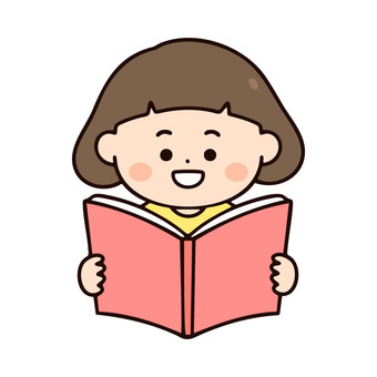 本を読む女の子 本,読書,子供,女の子,読む,図書館,小学校,中学校,勉強,学習のイラスト素材