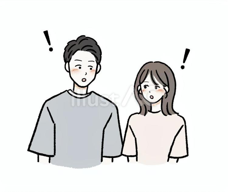 何かに気付く・感じる男性と女性 カップル,気付く,発見のイラスト素材