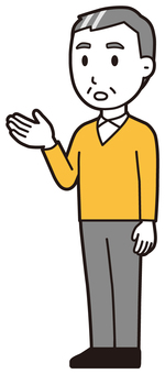  ニット中年男性(黄)-557-全身