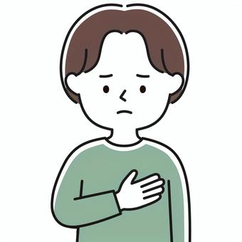 乳癌を疑う 上半身 胸_顔白-影 CEM 男性乳がん,希少がん,乳がん検診,hboc,遺伝性乳がん,しこり,悪性,乳腺,セルフチェック,がん治療のイラスト素材