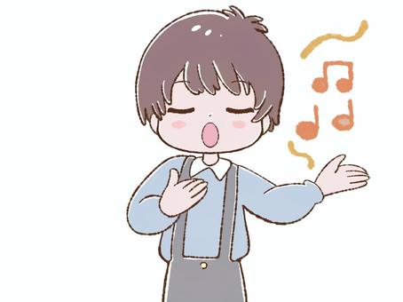 歌う男の子 歌う,歌唱,歌,音楽,独唱,アカペラ,男の子,男,上半身,かわいいのイラスト素材