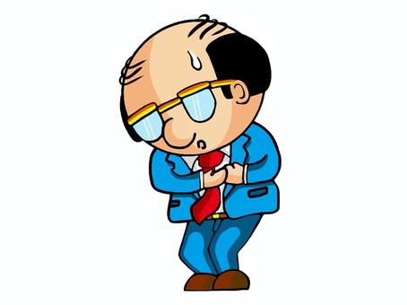 胸が痛いおじさん 胸痛,おじさん,病気,ストレス,部長,課長,係長,50代,40代,はげのイラスト素材