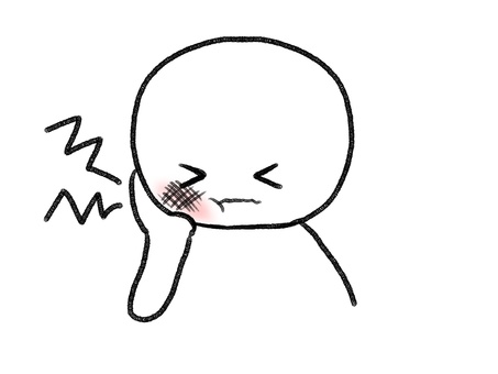 歯が痛い棒人間 棒人間,人物,歯痛,虫歯,歯医者,手描き,落書き,表情,黒,シンプルのイラスト素材