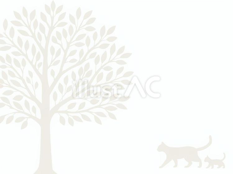 猫の木のシルエット背景（ベージュ） 猫,木,シルエットのイラスト素材