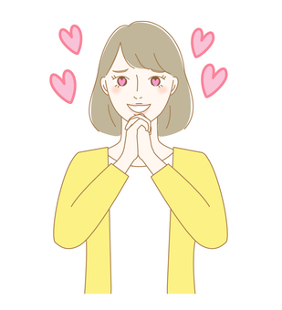 女性　目がハート 女性,ハート,目,好き,愛,人物,大人,主婦,お母さん,ママのイラスト素材