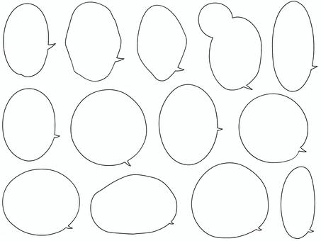 シンプルな吹き出しセット(細線) 吹き出し,吹きだし,フキダシ,漫画,セリフのイラスト素材
