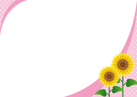 かわいいあしらいピンク色ひまわり かわいいあしらいピンク色ひまわり 夏,あしらい,花のイラスト素材