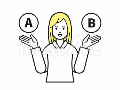 AとBを比較する女性会社員のイラスト素材