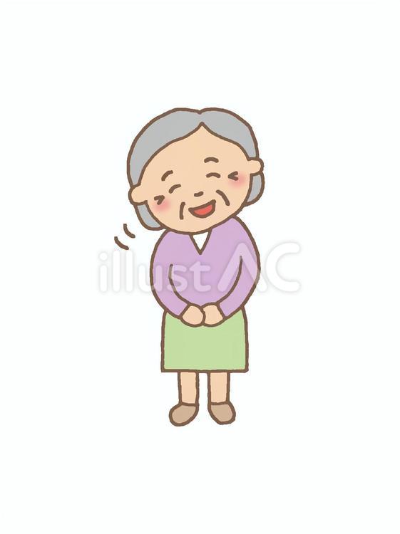 笑顔のおばあちゃん おばあさん,高齢者,笑顔のイラスト素材