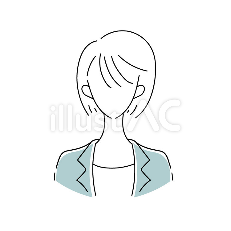 スーツ　女性　線画 人物,女性,シンプルのイラスト素材