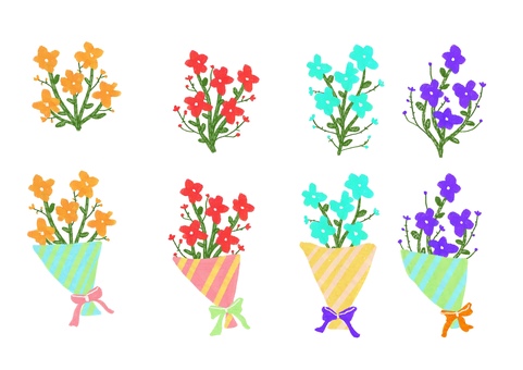 삽화, 꽃다발, 부케, 축하, 