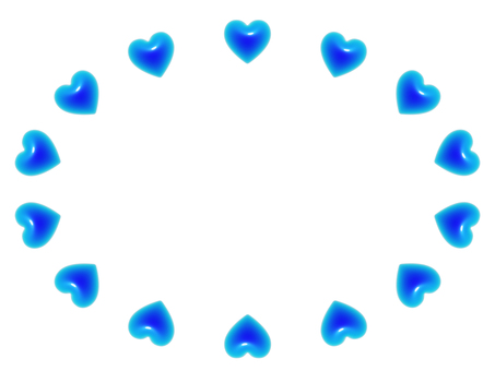 青いハートの楕円3Dフレーム2 ハート,フレーム,3d,立体,楕円,丸,可愛い,バレンタイン,フェミニン,飾り枠のイラスト素材