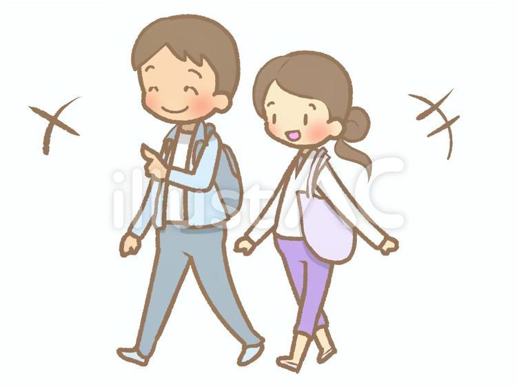 長袖-外出210616 男女,夫婦,外出のイラスト素材