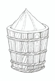 【手描き】味噌樽の線画イラスト 味噌,木樽,日本,調味料,食べ物,手描き,リアル,モノクロ,挿絵,白バックのイラスト素材