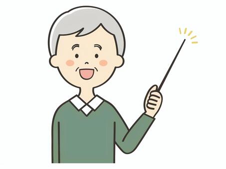 説明するおじいさん おじいさん,説明,教える,解説,プレゼン,発表,ポイント,注目,誘導,アドバイスのイラスト素材