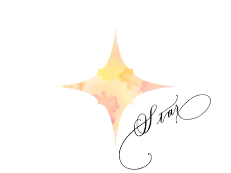 水彩風の星 星,オレンジ,水彩,可愛い,シンプル,手描き,手書き文字,夜,おしゃれ,きれいのイラスト素材