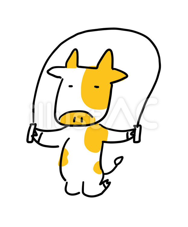 牛　なわとび 牛,縄跳び,丑のイラスト素材