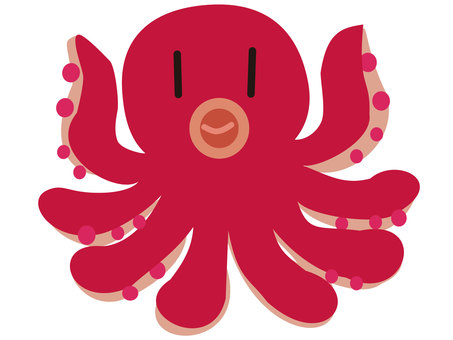 たこちゃん赤色 たこ,赤,ゆでだこ,かわいい,魚介類,たこ焼き,海,生き物のイラスト素材
