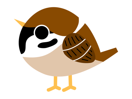 デフォルメしたスズメのイラスト単体 スズメ,鳥,動物,野鳥,かわいい,デフォルメ,ベクター,イラスト,ポップ,単体のイラスト素材