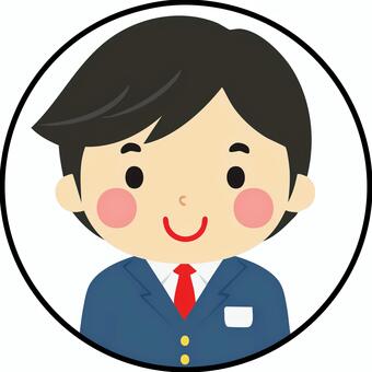 ネクタイ締めた男性丸アイコンその２ 人物,男性,スーツ,会社員,学生のイラスト素材