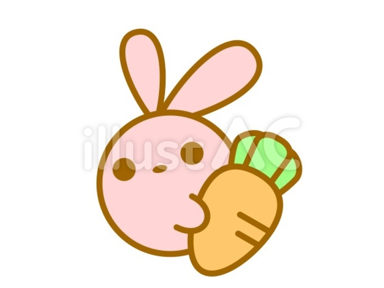 うさぎまんまる人参　桃 うさぎ,動物,にんじんのイラスト素材