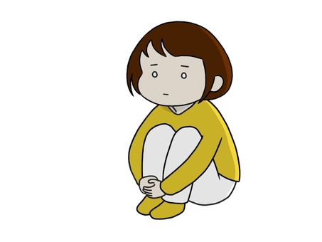 体育座りをする人 体育座り,膝,抱える,影,孤独,寂しい,虚無,無,無表情,無言のイラスト素材