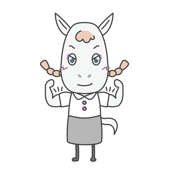 ビジネスウー馬ン｜筋肉モリモリ 馬,擬人化,両腕,筋肉,力持ち,やる気,たくましい,ムキムキ,パワフル,ポーズのイラスト素材
