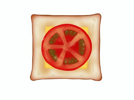 チーズトースト（トマト） トースト,食パン,チーズ,トマト,ベーカリー,朝食,野菜,料理,美味しい,甘いのイラスト素材