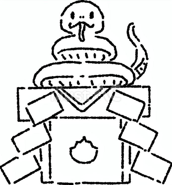 へびのかがみもち　かざりなし　線のみ 干支,へび,かがみもちのイラスト素材