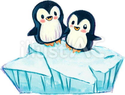 流氷にのるペンギンたち
