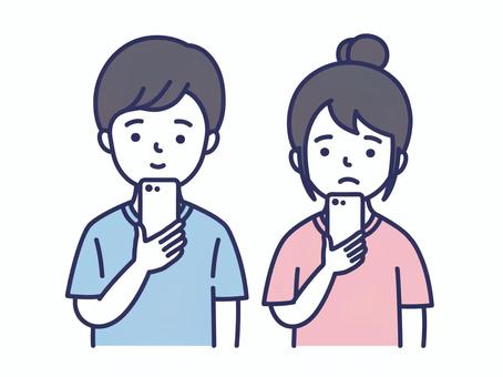スマホを操作する人 スマホ,見る,女性,男性,スマートフォン,ネット,予約,主婦,sns,連絡のイラスト素材