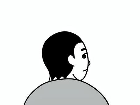 後ろが気になる男性 男性,後ろ,気になる,背後,青年,男の子,人物,シンプル,ゆるい,モノトーンのイラスト素材