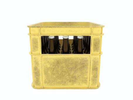 黄色の汚れたケースとビール ビールケース,ケース,ビール箱,入れ物,3d,cg,瓶ビール,黄色,汚れのイラスト素材