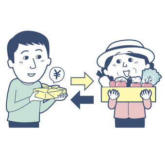 ふるさと納税02_淡色版 男性,女性,ふるさと納税,ふるさと,自治体,納税,税金,納税制度,寄付,支援のイラスト素材