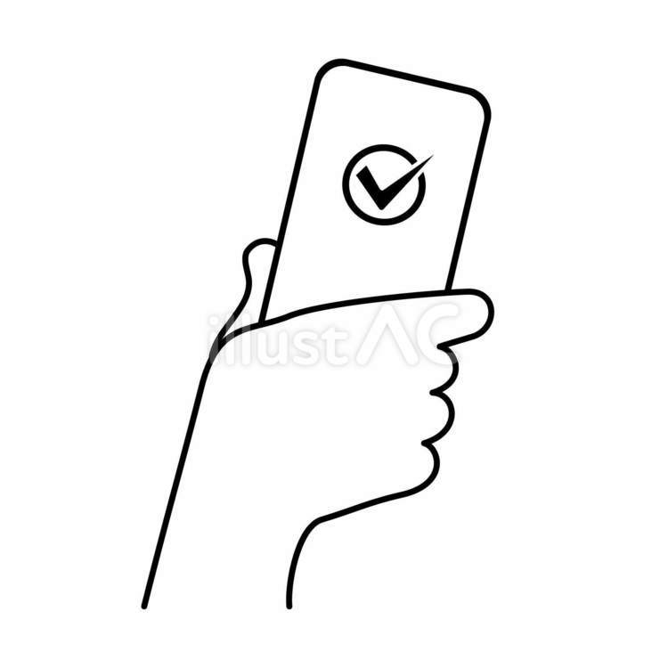 決済完了したスマホを持つ手 スマホ,決済,チェックのイラスト素材