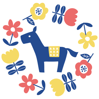 北欧風の午年イラスト