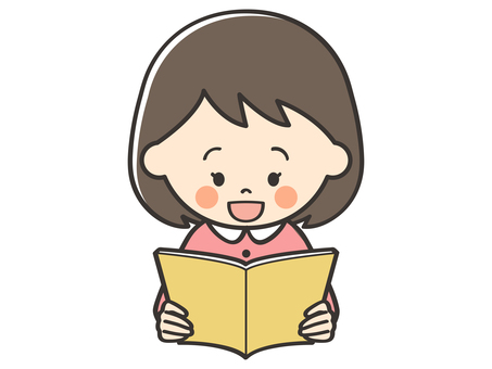 本を読む女の子 読書,本,読む,本読み,音読,読み聞かせ,文庫,小説,冊子,物語のイラスト素材