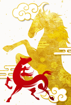 ダイナミックでオシャレな馬のイラスト03 午年,年賀状,馬,午,お正月,筆文字,2026年,干支,年賀はがき,謹賀新年のイラスト素材