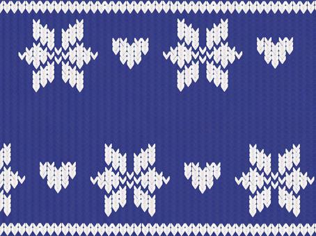 雪とハートの編み物背景（ブルー）