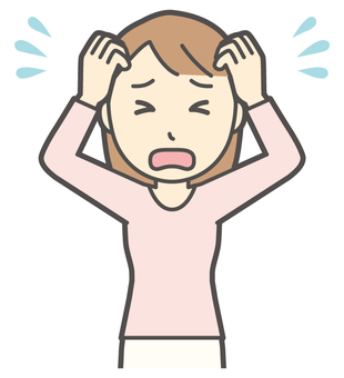  ロングヘア女性-346-バスト 慌てる,女性,女の子,人物,かわいい,失敗,トラブル,心配,焦る,怖いのイラスト素材