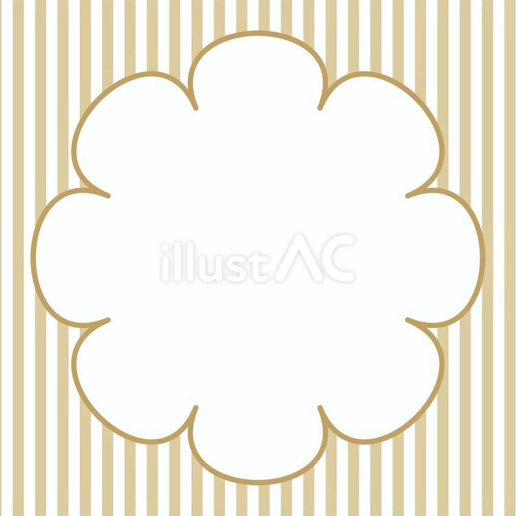 ストライプと花型の正方形背景・ベージュ 花,背景,壁紙のイラスト素材