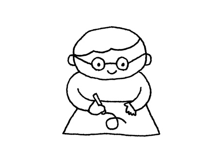 クレヨンで絵を描く眼鏡の男の子(線のみ) クレヨンで絵を描く眼鏡の男の子(線のみ) 子供,クレヨン,絵,お絵かき,幼稚園,保育園,小学生,学校,教室,描くのイラスト素材