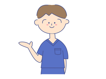 スクラブを着た男性②案内 看護師,医師,男性,案内,人,人物,求人,募集,医療従事者,医療のイラスト素材