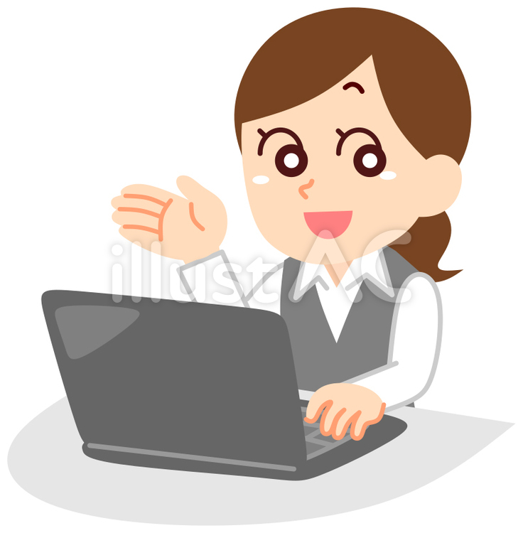 パソコンを使うOLさん 会社員,ol,パソコンのイラスト素材