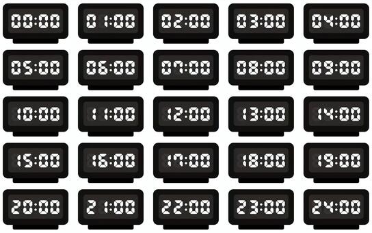 デジタル時計（各時間）白 デジタル時計,デジタル,時計,置き時計,アラーム,シンプル,素材,アイコン,挿絵,透過のイラスト素材
