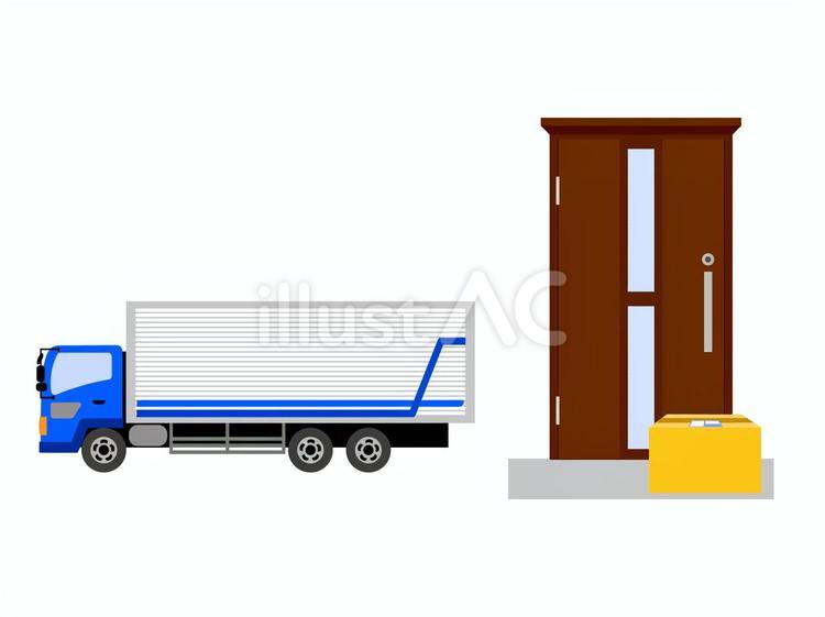 配送トラックと置き配された荷物 置き配,トラック,物流のイラスト素材