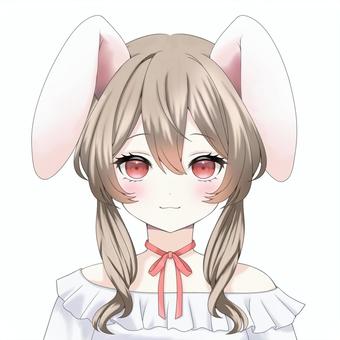 うさ耳の女の子・茶髪 コスプレ,女子,女の子,うさ耳,美少女,萌え,アイコン,かわいい,萌え系,フリーのイラスト素材
