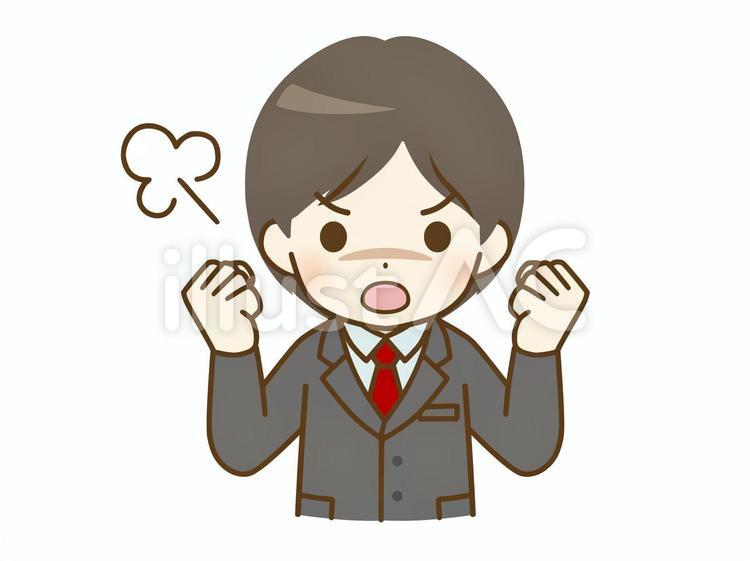 激怒するスーツの若い男性 デフォルメ,キャラクター,表情のイラスト素材
