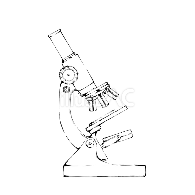 顕微鏡　線画 顕微鏡,ミクロスコープ,マイクロスコープのイラスト素材